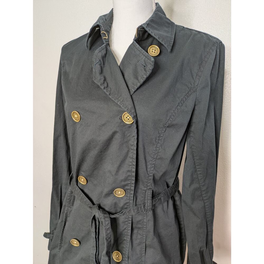 Michael Kors Black Double Breasted Belted Trench Coat / Jacket Womens Size M - Picture 3 of 10